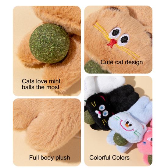 5Pcs Cat Catnip Ball Chew Toy Boredom Stress Relief Kitten Interactive Plush Doll Toy Indoor Pet Teething Cleaning Toy Pet Supplies