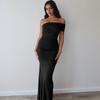 Off-Shoulder Bodycon Party Abend Langkleid 2026 Neu Damen Einzelschulter Ärmel Schlitz Elegant Kleider Rückenfrei Sexy Kleid