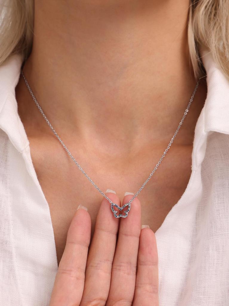 Qiong Yao Butterfly Pendant Necklace - Chic Stainless Steel Luxury for Trendsetters