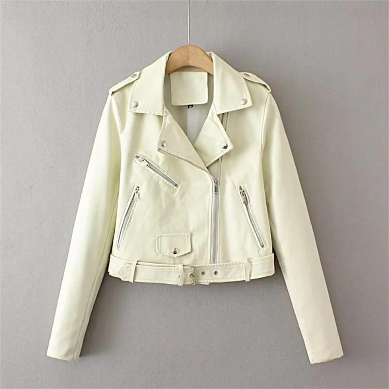 Autumn/Winter New Product Women's New Fashion and Casual Versatile Polo Collar Leather Zipper Decoration Jacket Coa