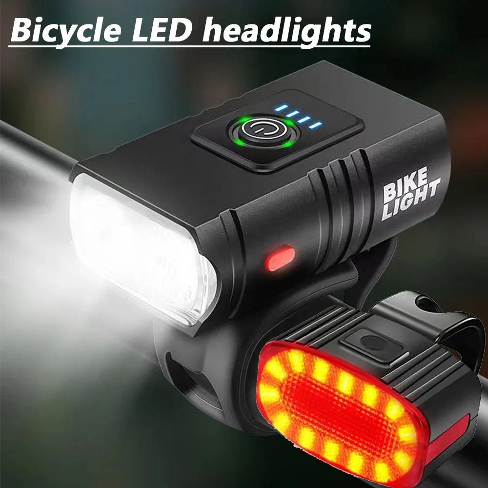 1000LM Bicycle Front Light Bright Bike Led Flashlight Lantern Rechargeable MTB Bike Rear Lamp for Cycling Headlight Christmas