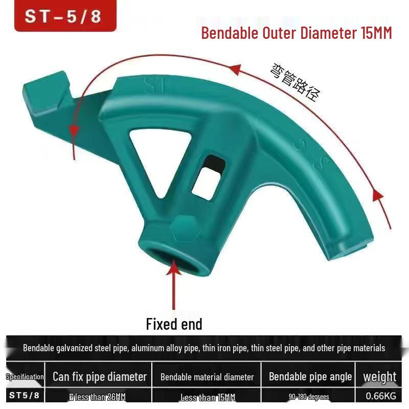 

Manual Green Pipe Bender for Copper, Galvanized, Steel, and Metal Conduit - Thickened Arc Design