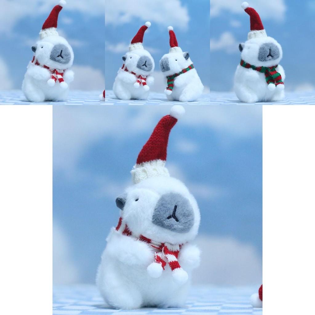 Adorable Cute Christmas Capybara Plush Keychain Soft Toy Doll For Bags And Accessories