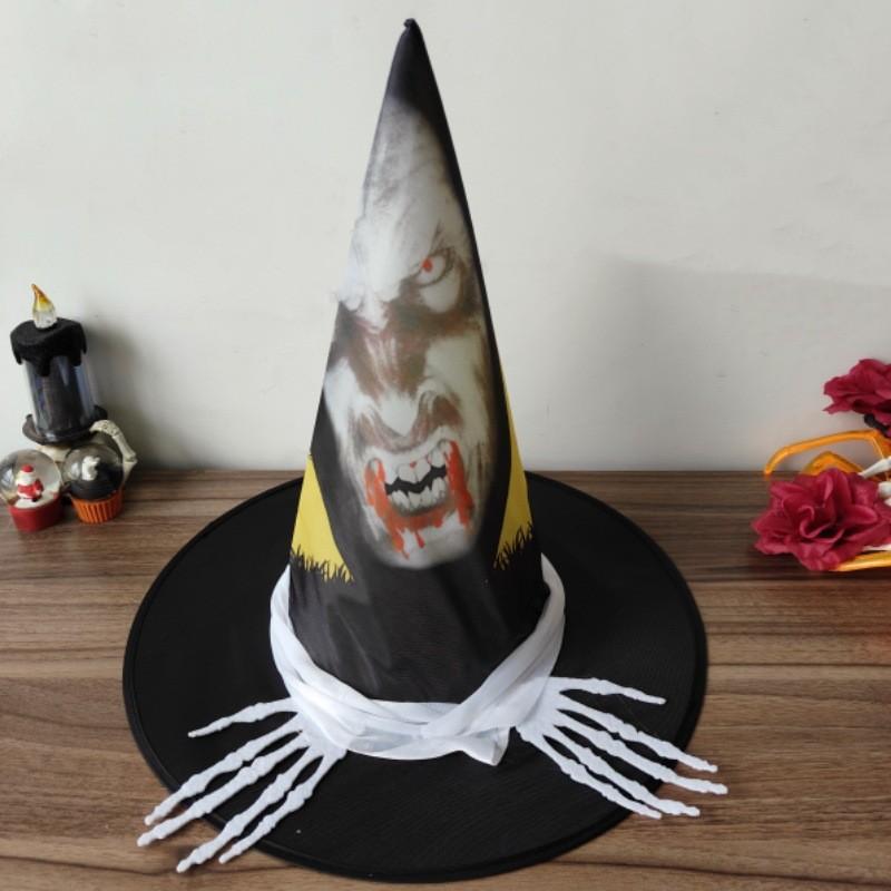 Halloween Witch Hat with Silver Buckle  Veil Kids Adult Cosplay Costume Prop Spooky Party Headwear