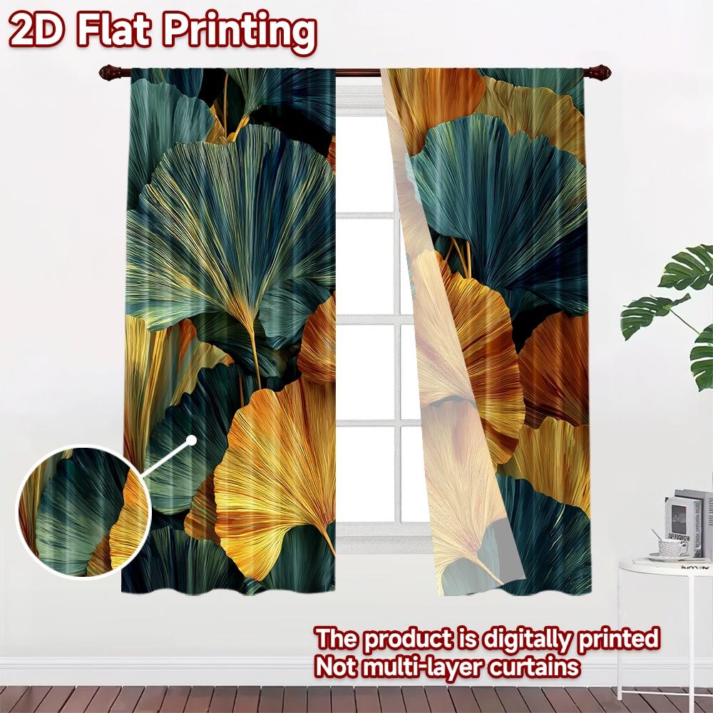 2D flat printing 2pcs Curtain Window Curtains Autumn Leaves Harmony Digital Printed Polyester Drapes Festive Holiday for Drapes