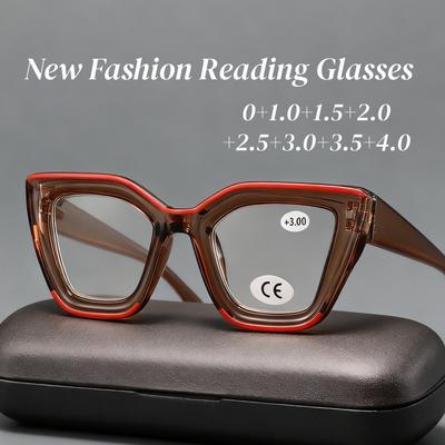 Occhiali da Lettura con Montatura Grande Uomo Donna alla Moda Eleganti Lenti per Presbiopia Occhiali Sovradimensionati di Alta Qualità 0+1.0+4.0