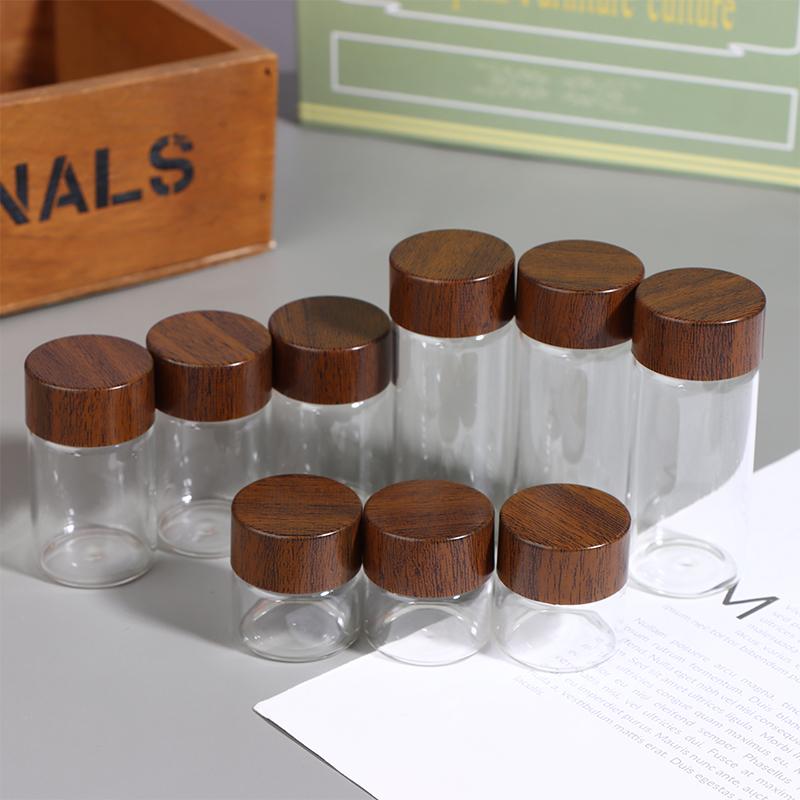 Mini Glass Bottles Airtight Jars for Kitchen Storage Coffee Beans Spices Candy Refillable Portable for Camping Picnic Office
