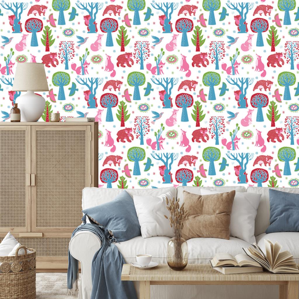 Forest Animals Wallpaper for Living Room and Bedroom 50x1000