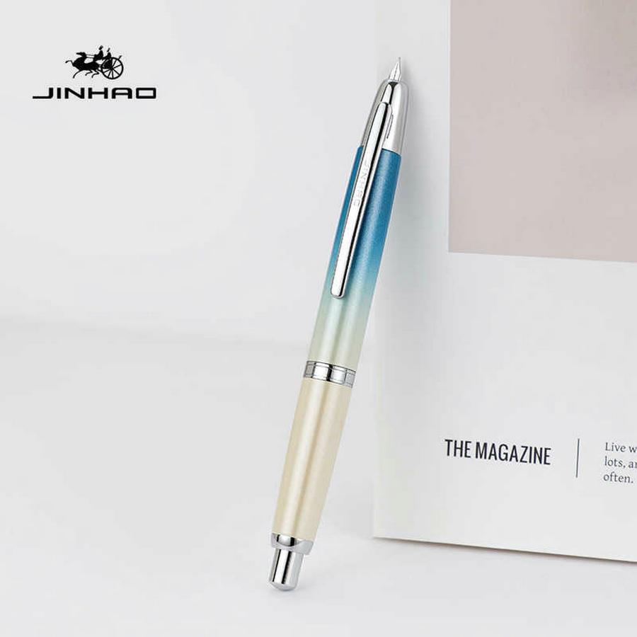 JINHAO 10 Druck-Einziehbare Füllfederhalter EF/F Feder Handpoliert Rosa Tinte Stift mit Konverter Büro Schulbedarf A1
