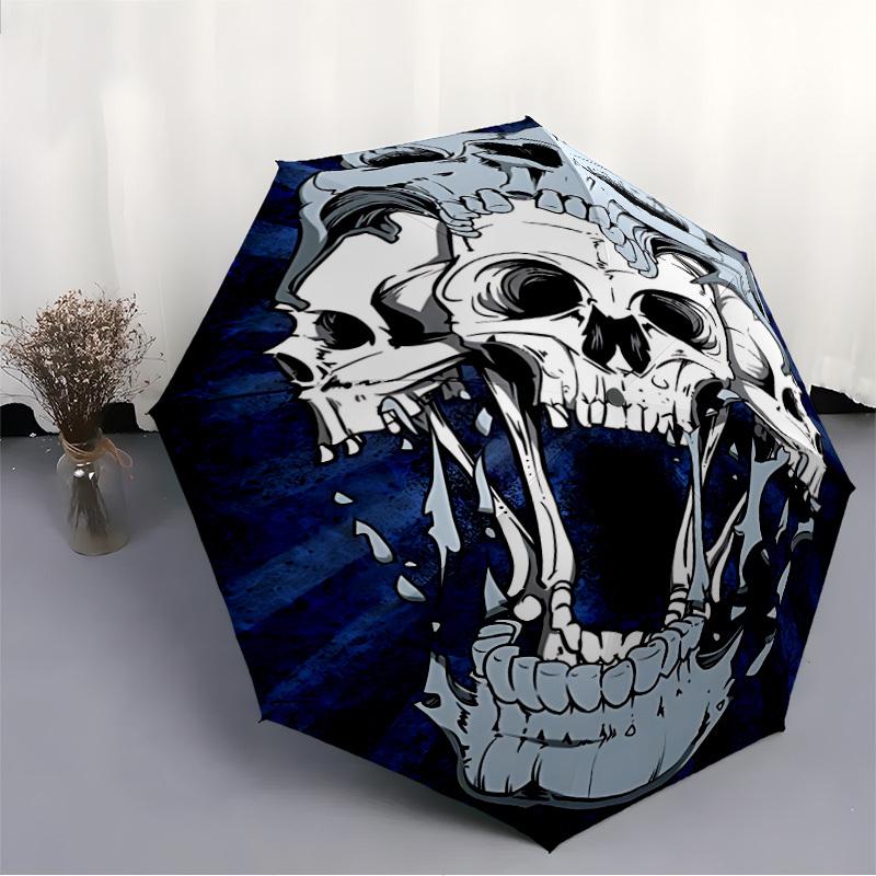 1pc Skull, Jawbreaker Fashionable Automatic Opening/Closing Folding Umbrella with 8 Bones, Windproof Portable, Daily Use22