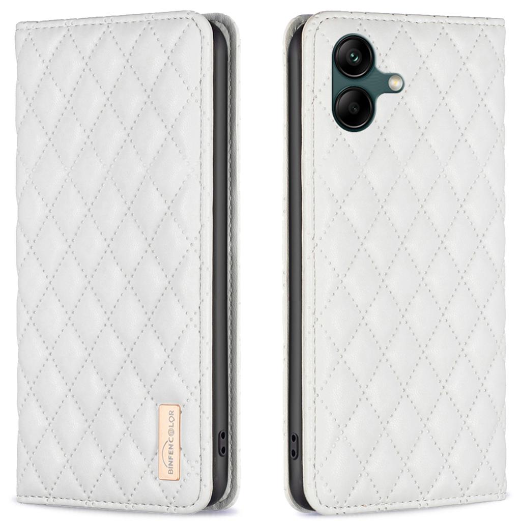 BINFEN COLOR BF Style-16 For Samsung Galaxy A06 4G Case Card Slots Rhombus Leather Cover