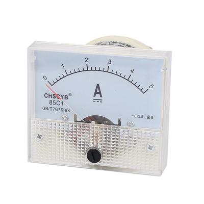 Uxcell 85C1 Analogový panelový měřič proudu DC pro automobilový obvod Ampérmetr 1 kus Měřič, 0-5A, 63.5x56x54mm, Testování, Nabíjení, Měřidlo,