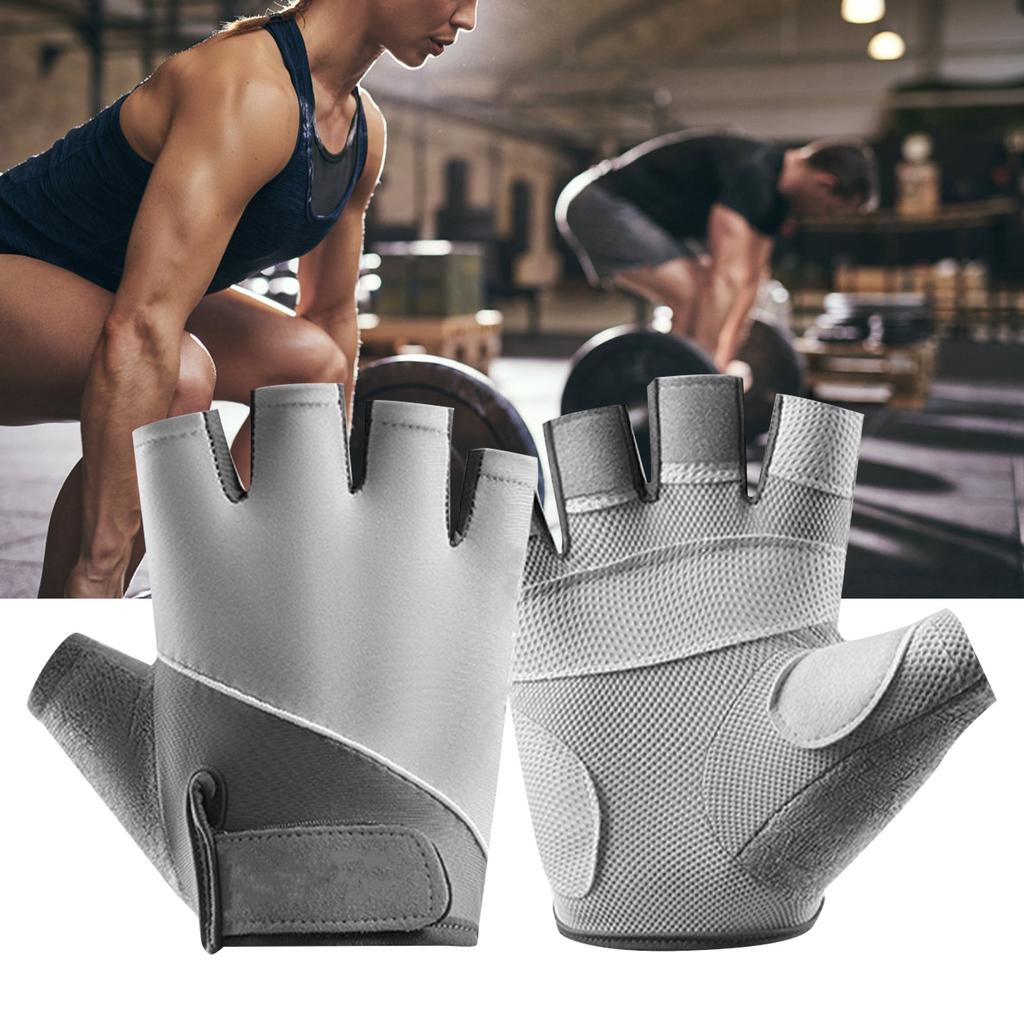 Half Finger Sports Gloves Polyester Unisex Anti Slip Breathable Sun Cycling Gloves for Workout Motorcycle Gym