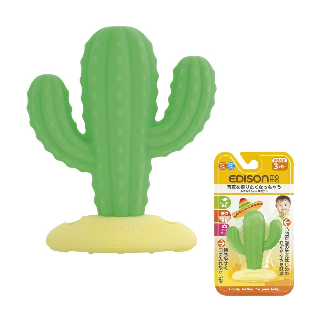 EDISONmama Kamikami Baby 3 Months and Feeding Pacifier Teething Throat Training Toy Cactus, Up, Supplies, & Teether, Toy, Preventer,