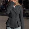 Women's Fashion Casual Solid Color Print Autumn Winter Long Sleeve POLO Neck Jackets & Coats