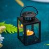 Linternas Metálicas Colgantes Retro Para Velas Casas de Campo Diseño de Panel de Vidrio Cuadrado Portavelas Decorativo para Exteriores Interiores
