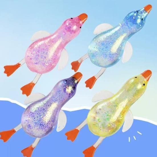2/3/6 ks Mini třpytivá kachnička mačkací hračka Průhledná ležící kachnička Úleva od úzkosti Senzorická hračka Pomalé zvedání Stresový míček Hračka ve tvaru zvířete
