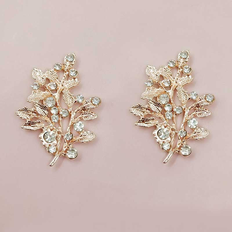 

Engood 50Pcs Rhinestones Branches Button Sewing Trim & Embellishments Craft Buckle for DIY Bridal Hair Headdress Bag Accessories золотой