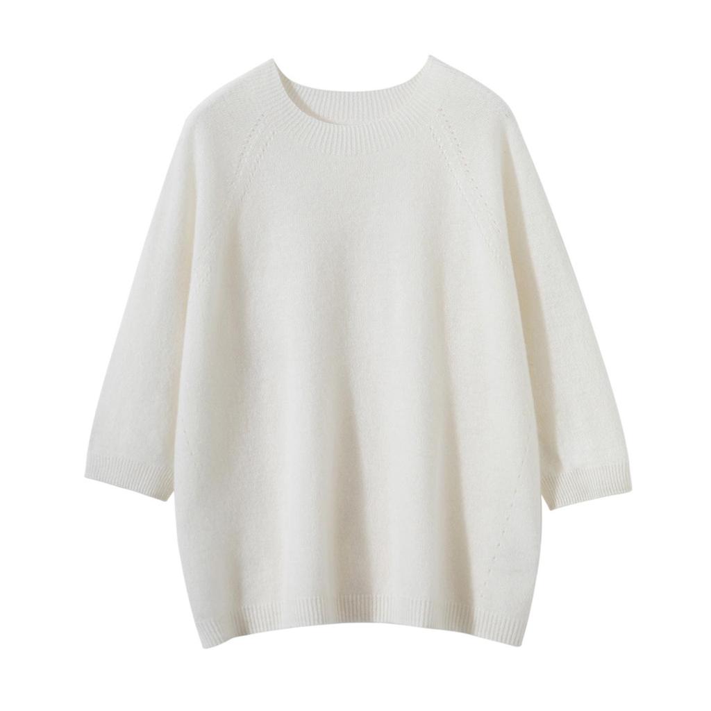 Cashmere Knit Five-Sleeve Women's Round Neck Short Sleeve Vest