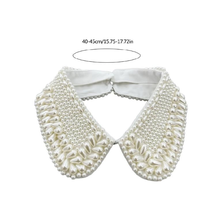 Elegant Pearls Beaded Bib Faux Collar Half Shirt for Women Lapel False Collar Detachable Collar Neckline Choker Necklace