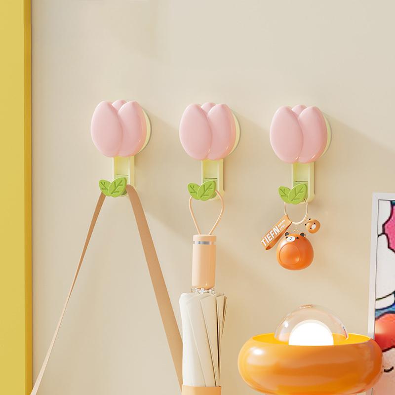 Strong Suction Cup Hooks Flower Design No Drill Adhesive for Bathroom Kitchen Organization Towel Rack