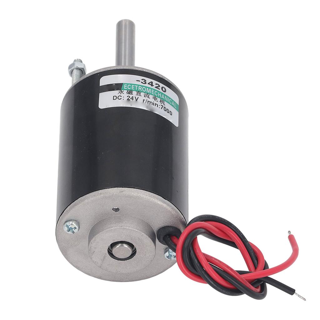 DC 24V Permanent Magnet DC Motor 30W 3420 High Speed Permanent Magnet DC Motor CW CCW Low Noise 7000RPM Black