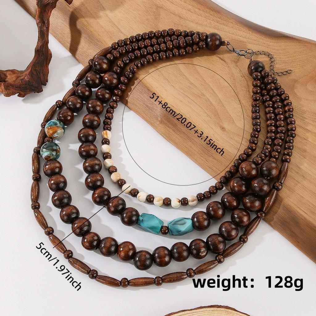 Melad Stil Mehrschichtige Holzperlenkette für Damen und Herren