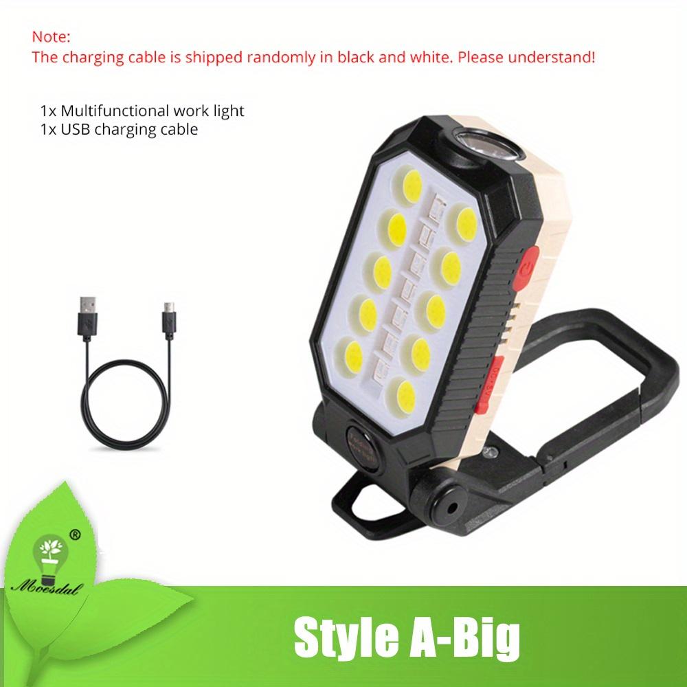 Lampă de lucru COB reîncărcabilă prin USB, lanternă LED portabilă, lanternă de camping rezistentă la apă, cu design cu magnet reglabil, cu afișaj de putere, lanternă multifuncțională