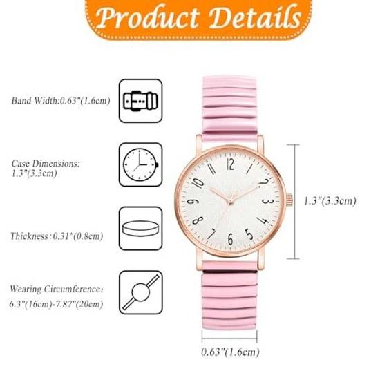 Wristwatch women accordion belt multiple color options stretch band stainless steel Arabic numerals large numbers easy-to-read dial quartz type size