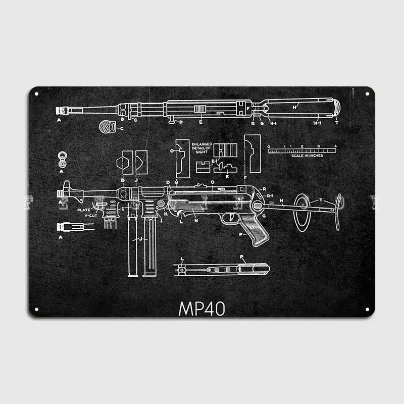 MP40 Metallschild Wand Höhle Wanddesign Plaketten Blechschild Poster