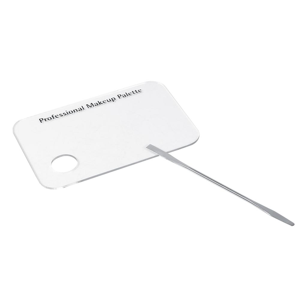 Clear Acrylic Makeup Nail Art Cosmetic Mixing Palette & Stainless Spatula Tool Set