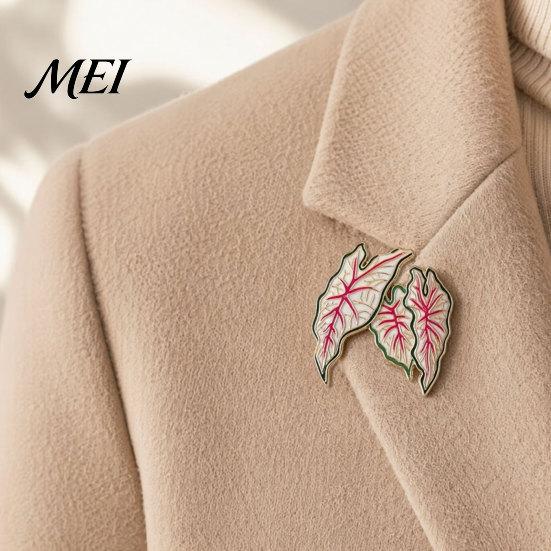 Buntes Blatt Abzeichen Legierung Brosche, Emaille Design Anstecknadel, Pflanzenliebhaber mit glatten Linien Monstera Deliciosa Brosche Helle Farbe, Frischer Stil