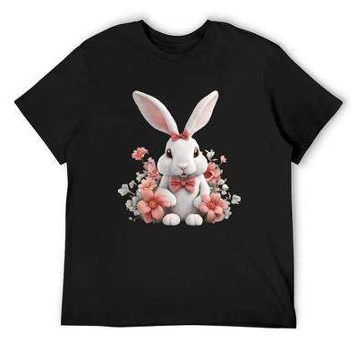 Camiseta Divertida Coelho da Páscoa Feliz camisetas oversize homem camisetas anime meninos brancas camisetas de peso pesado para homens