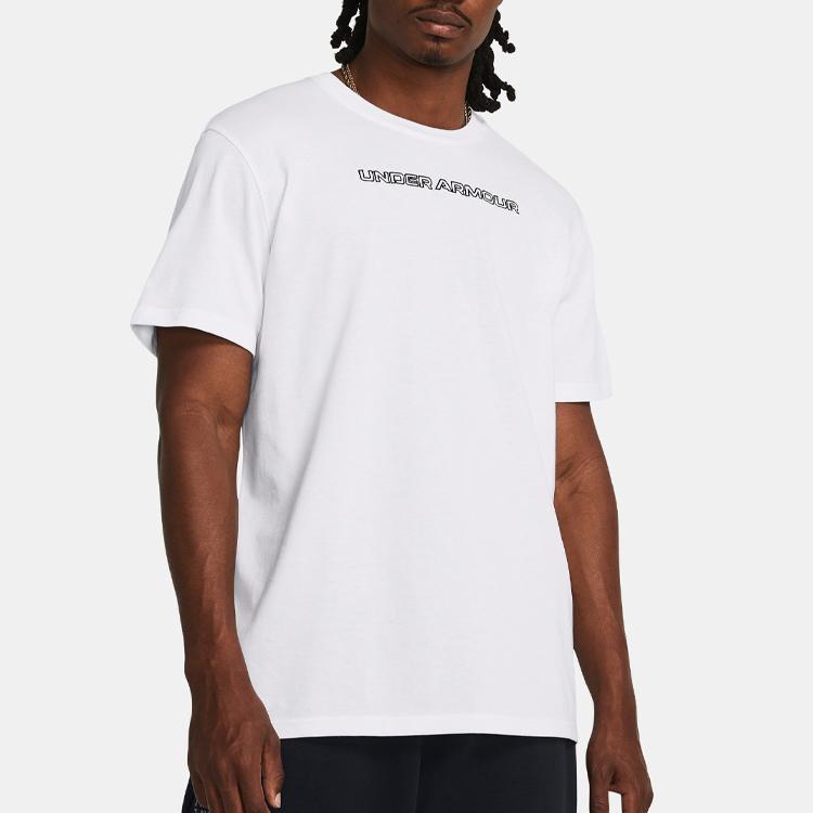 Under Armour Pánské tričko s potiskem, kulatým výstřihem a krátkým rukávem, bílé 1382903-100