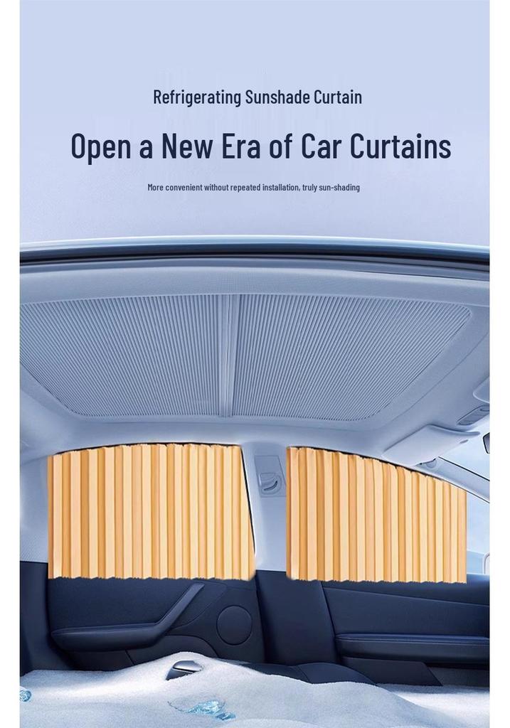 Magnetic Car Sunshade Curtain with Telescopic Track for Privacy
