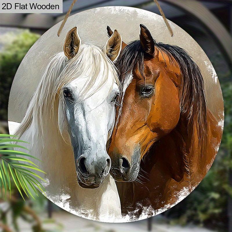 Rustic Wooden Sign with Horse Pattern - Unique Wall Pediments - Ideal for Front Door, Yard, Wall Decor