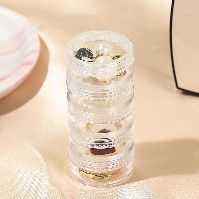 5Layer Jewelry Storage Box Transparent Round Makeup Storage Rack Plastic Bracelet Earring with Cover Organizer Boxes