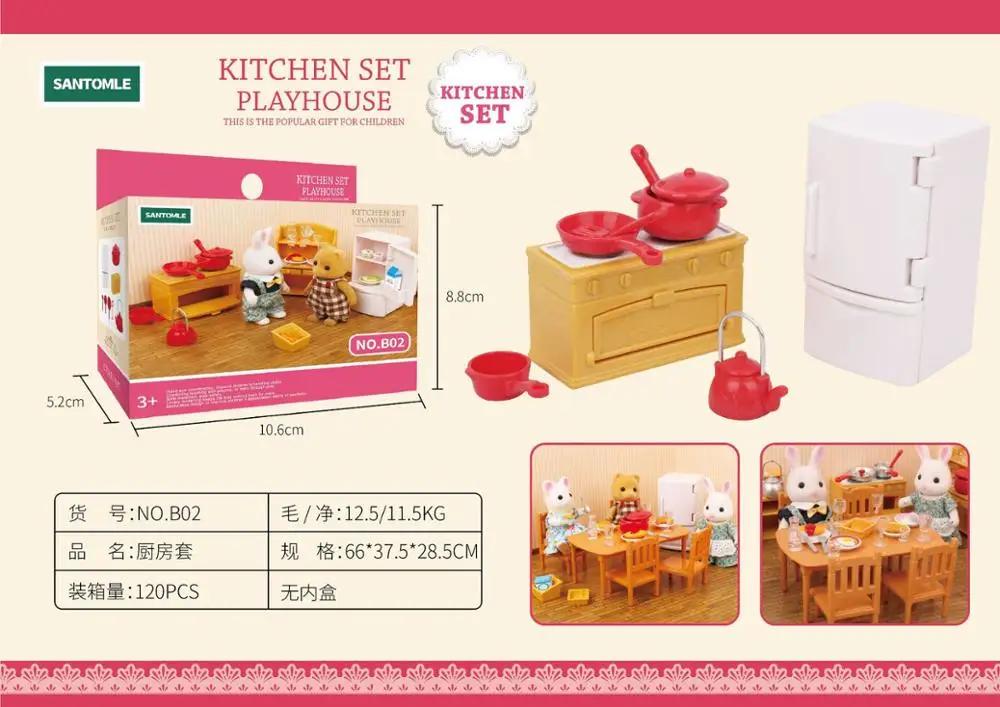 Forest Home Animal Family Mini Rabbit Villa Living Space Kitchen Sleeping Area Garden Micro Furniture Set Girl Pretend Engage With Toy Model