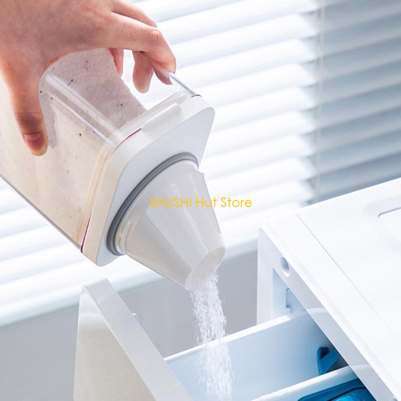 Large Capacity Detergent Container Functional Airtight Laundry Detergent Powder Storage Box Container with Lids D57B