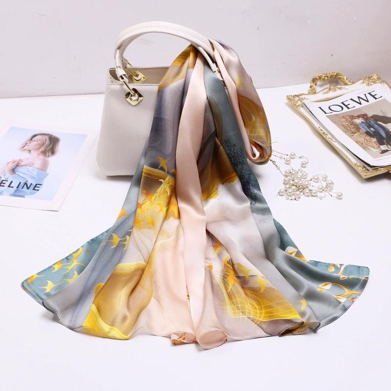 Chinese Ethnic Flower Style 100% Silk Scarves Shawls Long Silk Scarf 170*52Cm