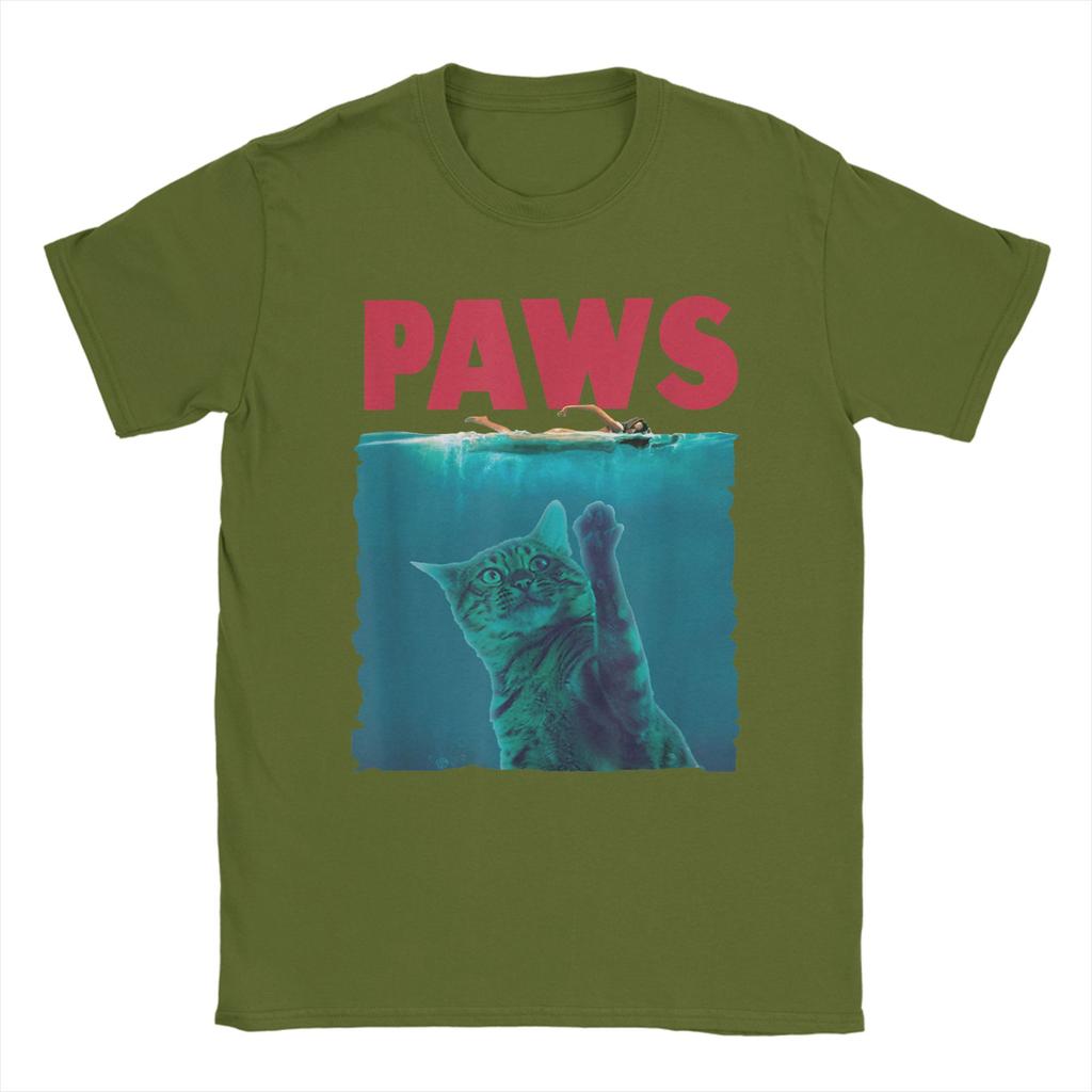 Paws Kitten Parody Funny Cat T Shirt Men 100 Cotton Cool TShirt O Neck  Tees Short Sleeve Clothes Gift Idea