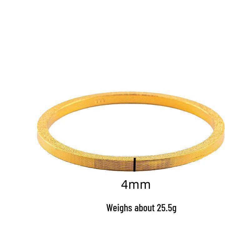 Gold Plated Sandblasted Bangle: Women's Luxury Simulated Gold Wedding Bracelet