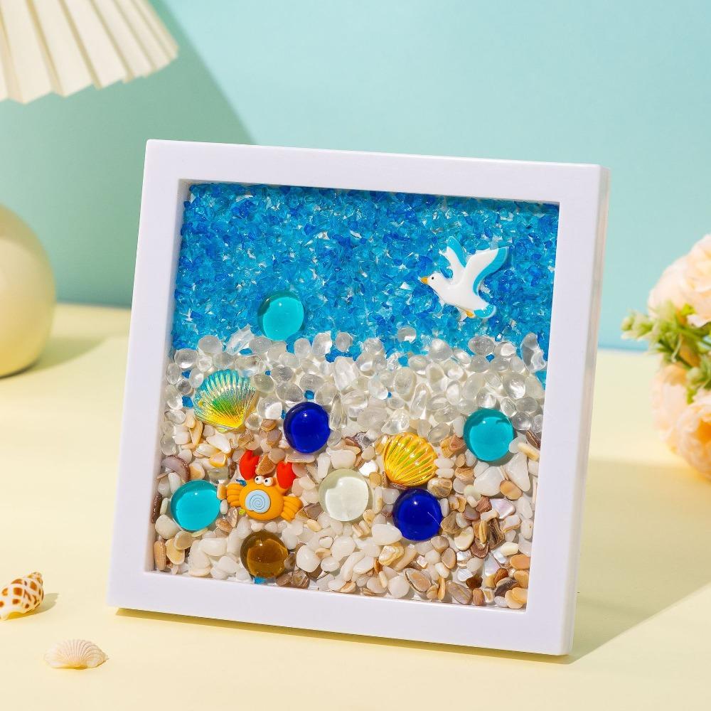 Wood Material 3D Ocean Scenery Painting Multicolor Photo Wood Frame DIY Photo Frame  Craft Projects