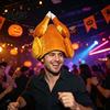 Thanksgiving Costume Accessory Plush Turkey Hat, Funny Trot Dancing Hat Novelty Headpiece for Women Men Holiday Celebration Chicken Leg