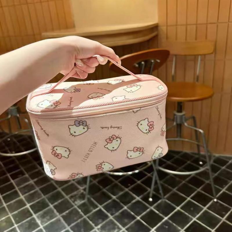 Bolsa de Cosméticos Rosa Hello Kitty Grande Capacidade Portátil Armazenamento Bolsa de Mão Bolsa de Armazenamento Hello Kitty
