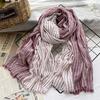 Unisex Japanese Style Cotton Linen Striped Scarves Men Soft Warm Neckerchief Male Accessories Short Tassel Bufandas Shawls