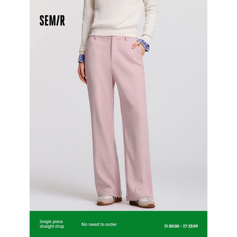 

Senma Casual Pants Women s Soft Glutinous Chenille Pants Plaid Winter Minimalist Lazy Texture Loose Pants Drape Fashion Pink 60046 165/70A/L