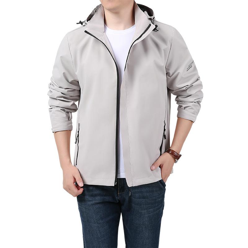 

Men s Spring and Autumn Coat Printing Thin Hooded Windbreaker Outdoor Sports Jacket Men s Jacket 5XL