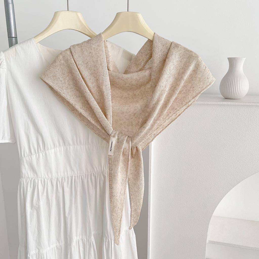 New atmosphere solid color wool triangle scarf women's spring and autumn versatile thin neck scarf air conditioner shawl outside the room