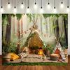 Forest Camping Scene Polyester Background Banner Multi-purpose - Spring and Summer-themed Party Decoration